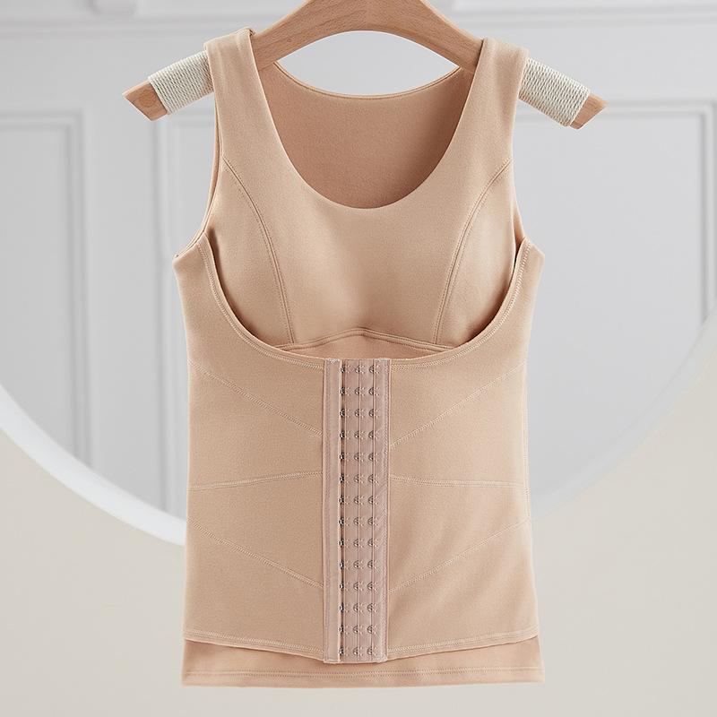 Shaped Underwear Women Thermal Wear Shaper with Bra Sexy Winter Clothing Heavy Compress Thermal Crew Neck Velvet Women Vest