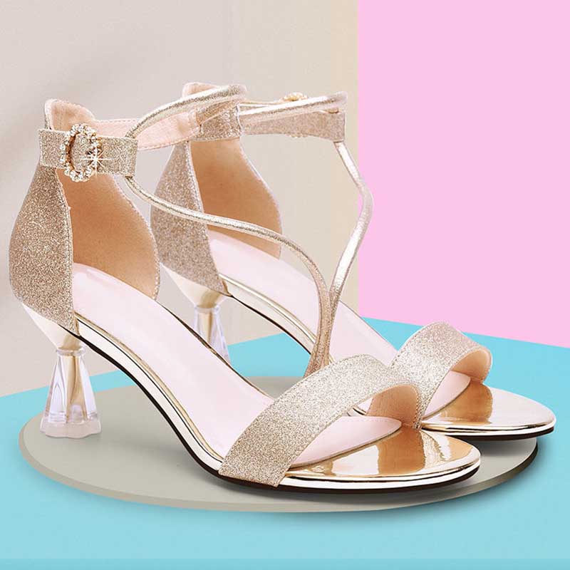 Sandals Women's Summer Black High Heels Stiletto All-match Women's Word Buckle Open Toe High Heel Sandals