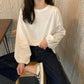 Fall Solid Simple oversized Tee harajuku long T Shirt Women T-shirts White Black long Sleeve Pullover