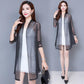 Plus Size Shawl Mesh Mid-length Coat Women's Thin Long-sleeved Waistcoat Loose Fashion Cardigan