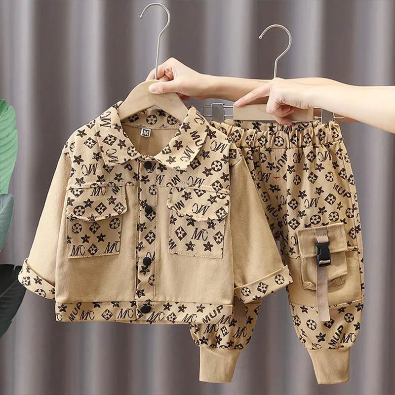 Boys Autumn Suits Children's Sports Handsome Baby Western Style Spring and Autumn Two-piece Sets Baby Cute Cool Style Suits