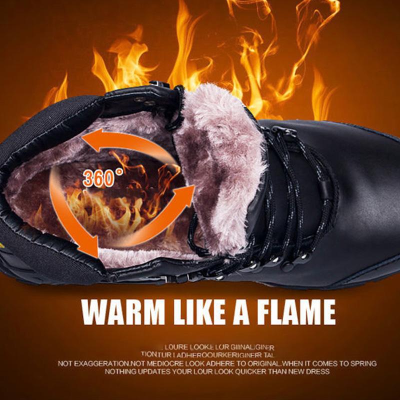Leather Outdoor Winter Shoes Cotton Boots Men's Snow Boots Winter Plus Velvet Warm Leather Shoes Winter High-top Shoes