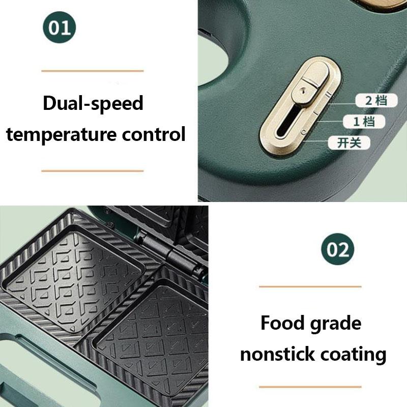 750W/1500W Dual-speed Frying and Grilling Machine Dual-disc Waffle Maker Sandwich Maker Kitchen Supplies