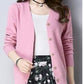 Spring and Autumn Knit Solid Color Cardigan Long Sleeve V-neck Sweater Short Solid Color Coat
