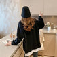 Fake Two-piece Round Collar Tops Women's Autumn Loose Long Sleeve Coats Large Size Versatile Pullover