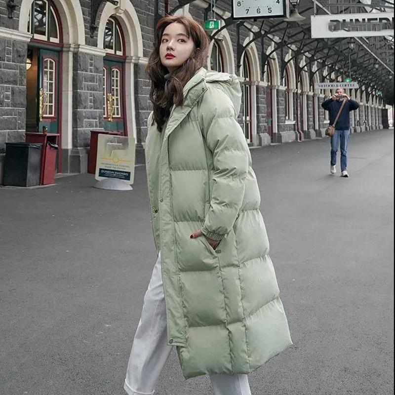 Winter Mid-length Down Jacket Ladies Korean Fashion Thick Warm Hooded Jacket
