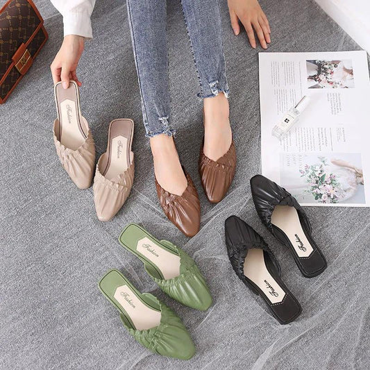 Summer Women's Slippers Flat Bottom Non-slip Outer Wear Slippers Pointed Toe Thick Heel Women's Shoes
