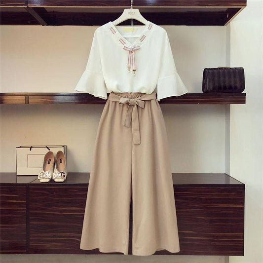 Pant Set for Women Half Sleeve Blouse Loose Pants Two Piece Set Outfits Summer
