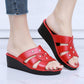 Ladies High Heel Slippers Summer Thick Bottom Home Outdoor Non-slip Slippers Women Summer Shoes Soft Bottom Wedge Heel Rhinestone Sandals