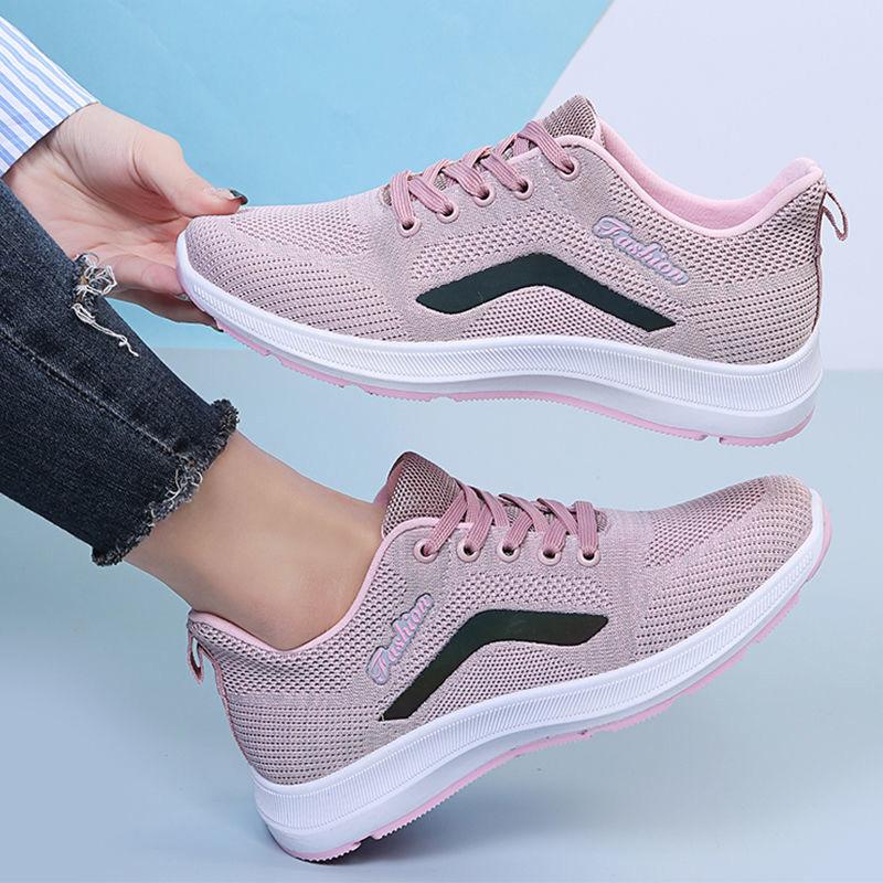 Ladies Flying Woven Sports Shoes Spring and Autumn Mesh Breathable Casual Shoes Non-slip Lightweight Running Shoe