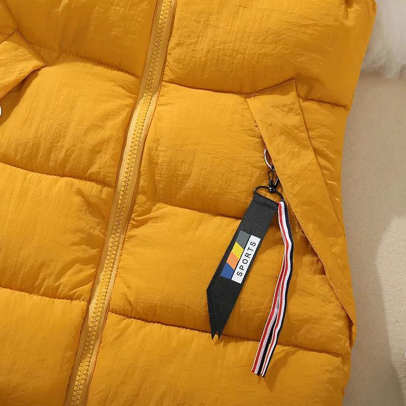 Down Cotton Vest Women's Long Hooded Korean Women's Cotton Vest Thick Coat
