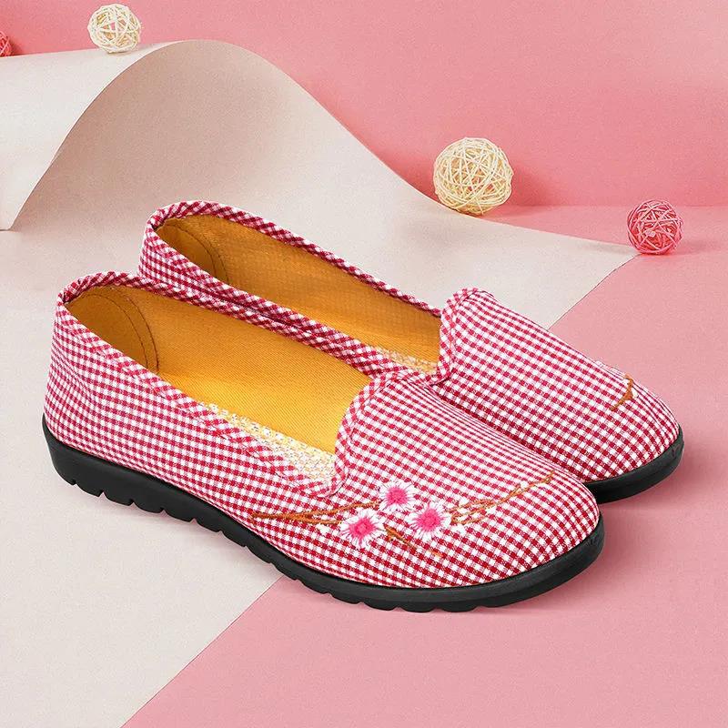 Spring and Autumn Old Beijing Cloth Shoes Women's Singles Soft-soled Cloth Shoes Women's Work Shoes Comfortable Flat Square Dance Shoes Mother Shoes