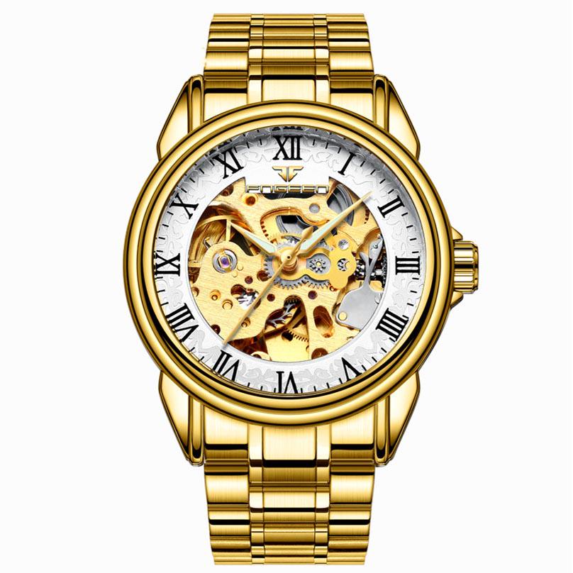 Top Brand Luxury Retro Stainless Steel Men Watch Sport Mechanical Skeleton Watches Clock
