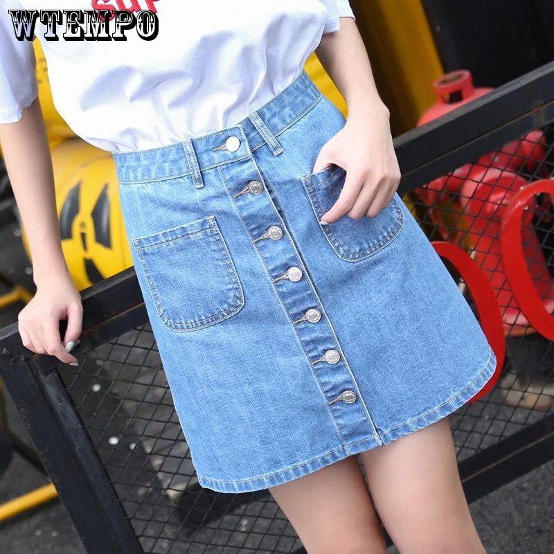 Hole Skirt Women High Waist Irregular Edges Denim Mini Casual Pencil Jeans