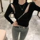 Scheming Zipper Stretch Fashion Top All-match Slim Solid Color Jacket Long-sleeved Knitted Sweater Design