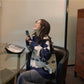 Autumn and Winter Loose Sweater Women's Fashion Wild Diamond-shaped Jacquard Pullover Top