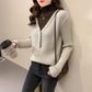 Autumn and Winter Women's Half Turtleneck Sweater Fake Two Pieces Stitching Loose Knit Sweater Fashion Loose Large Size Pullover
