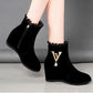 Women Martin Boot Warm Lace Up Cotton Snow Boots Ladies Rivet Waterproof Short Boots Plus Size 35-40
