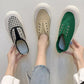 Women's Big Toe Canvas Shoes Summer Thin One-step Houndstooth Single Shoe Sneakers