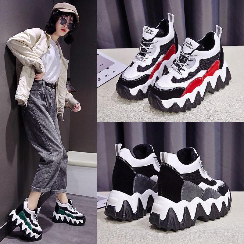 Thick-soled Heightened Travel Running Shoes Casual Student Breathable Sneakers All-match Comfortable Women Walking Sneakers