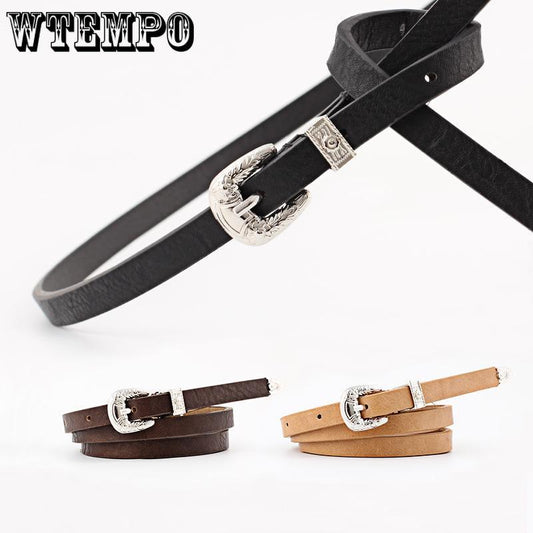 Belts Women Pu Leather Skinny Narrow Thin Buckle Waist Belt Adjustable Waistband Strap