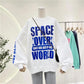 2021 Korean Version of Sequined Letters Loose Sweater Women's Fashion Long-sleeved Round Neck Top