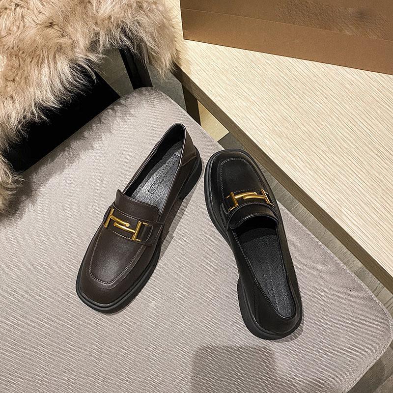 Summer Lady Style Flat Leather Boots Single Shoes Women Soft Leather Peas Shoes Women Lazy Shoes Casual Shoes