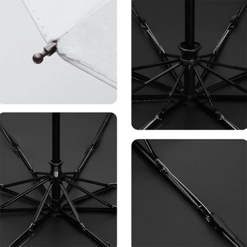 Umbrella Folding Women's Sunny and Rainy Dual-use Sun Umbrella Anti-ultraviolet Black Plastic Sunshade Fashion Trend Student Automatic Umbrella