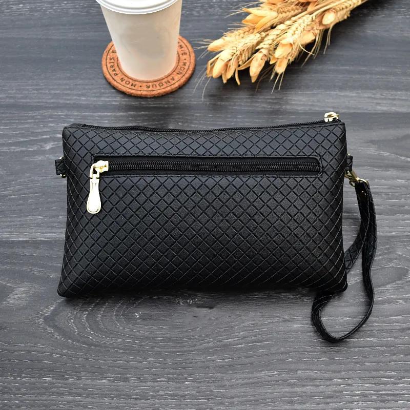 Check Leather crossbody bag Women Shoulder Messenger Bags Casual Portable Multi-Layer Large Capacity