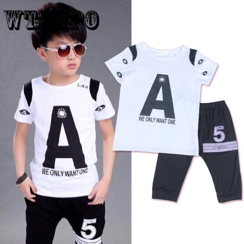 Summer Baby Boys Girls Clothes Sets Short Sleeve Letter Print T-shirt Tops+Shorts Outfits