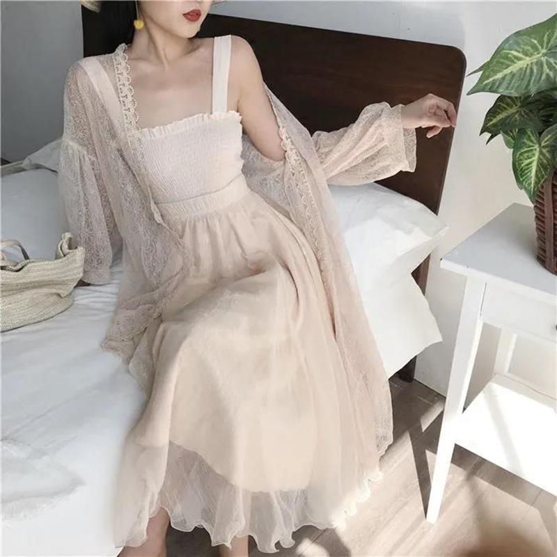 3 Colors Plus Size S-XXXXL Women's Lace Sun Protection Thin Cardigan Beach Mid-length Loose Grace and Temperament