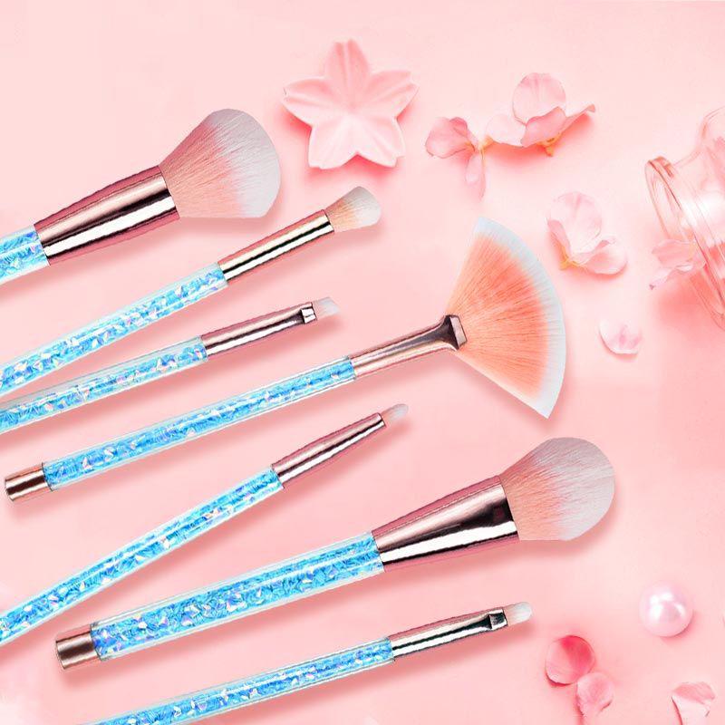 7pcs face eyeshadow foundation makeup brush liquid glitter crystal handle
