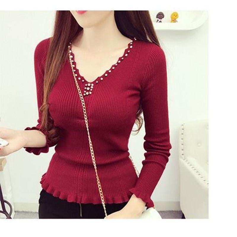 Women Long Sleeve Top Knitted Shirt Blouse Sweatshirt Loose Solid Jumper