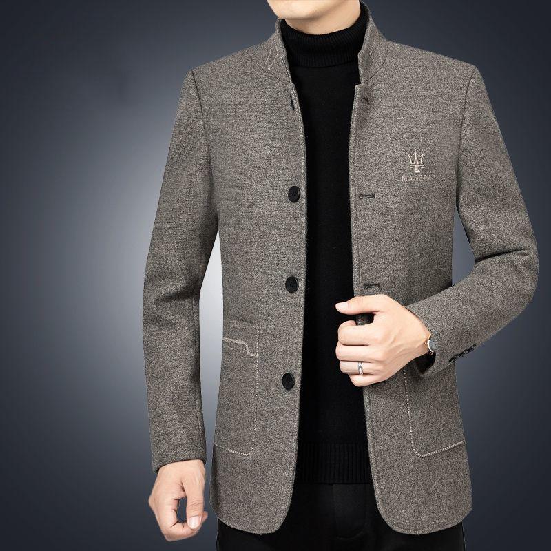 Woolen Woolen Coat Middle-aged Men's Jacket Thickened Autumn and Winter Men's Short Jacket