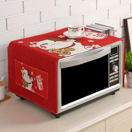 Microwave Hood with Side Pockets Oven Cover Oil and Dustproof Cloth Universal Cover Towel Household Cover Cloth Refrigerator Cabinet Dust Cloth