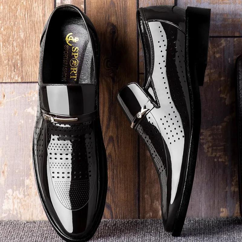 Summer Men's Shoes Busines Hollow Out Casual Men's Shoes Vintage Design Men's Casual Leather Shoes
