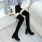 Women's Mid-heel High Boots Spring and Autumn Over The Knee Boots Thick Heel Women's Boots Winter Stretch Boots