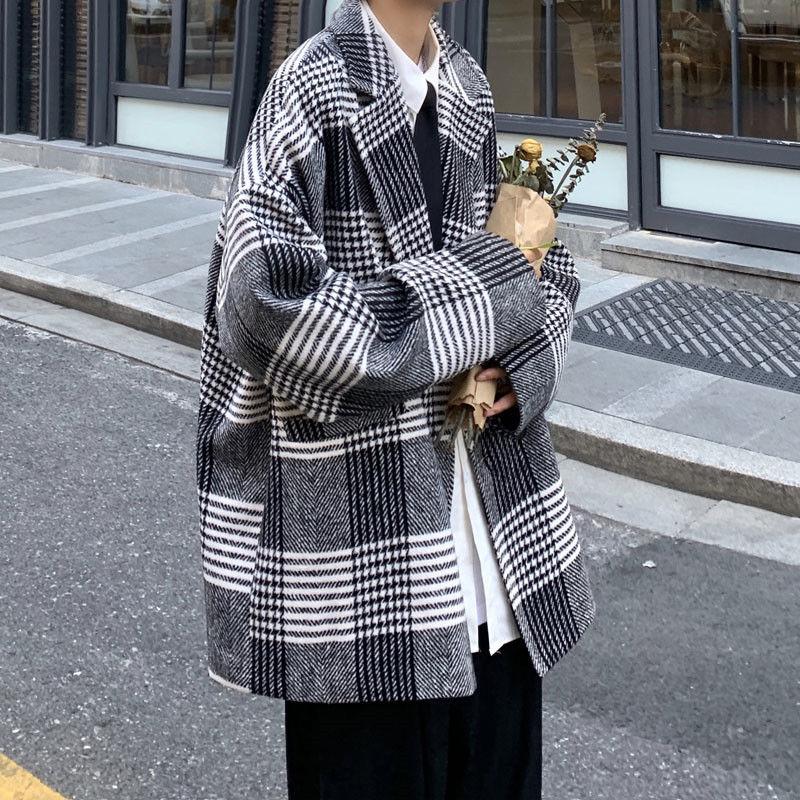 Autumn and Winter Warm Long-sleeved Casual Men's Handsome West-turned Coat Mid-length Warm Temperament Windbreaker