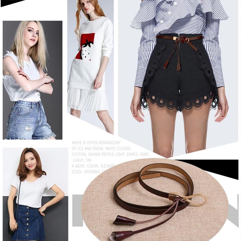 Women's Dress Decorative Belt with Skirt Thin Belt Casual Ladies Belt Leather Belt Tassel Girl Dress Decorative Belt