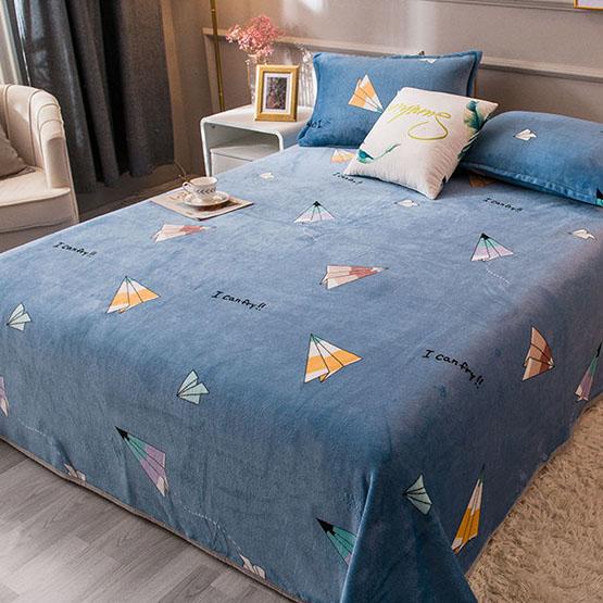 Coral Fleece Sheet Single Piece Plush Thick Blanket Warm Double Flannel Blanket Print Soft Multi-Size Coverlet