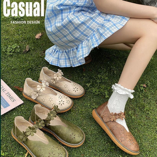 Artistic Women's Shoes Cotton and Linen Hollow Mesh Sandals Comfortable Big Head Doll Shoes Wild Retro Shoes Women's Moccasin Shoes