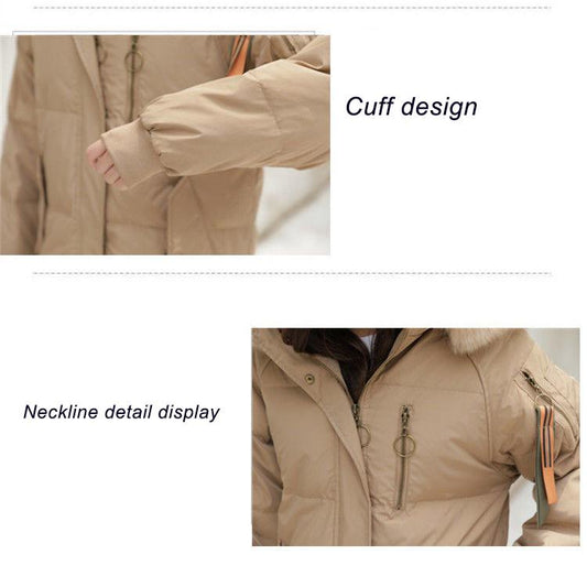 Women's Mid-length Down Jacket Thickened Large Fur Collar Loose New Women's Down Jacket Long