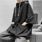 Summer and Autumn Hooded Short-sleeved T-shirt Men's Korean Version Half-sleeved Sweater Men's All-match Student Loose Hooded 5-point Sleeve Top