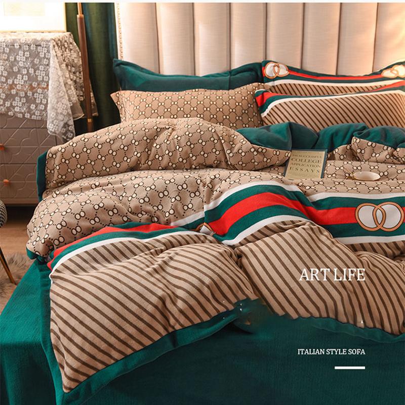 Winter Milk Velvet Four-piece Coral Velvet Thick Duvet Cover Double-sided Flannel Bedding