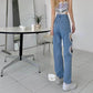 Love Heart Hole Stitching Jeans Loose Wide Leg Pants High Waist Korean Version of Straight Light Pants