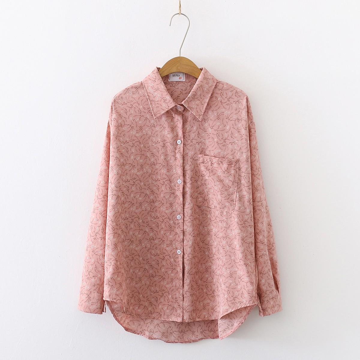Korean Version of Spring Jacket Long-sleeved Design Sense Niche Chiffon Floral Shirt Women