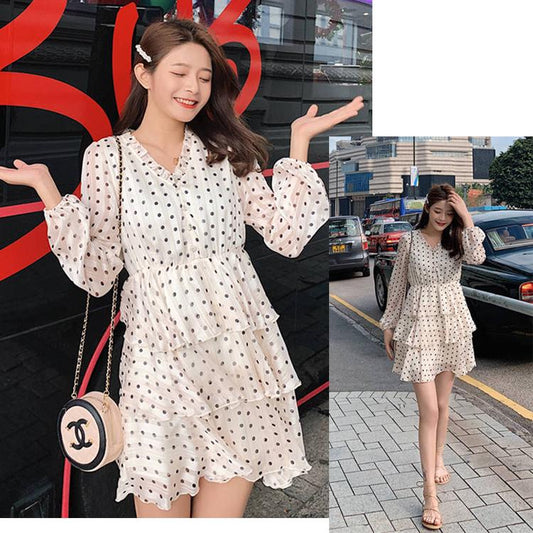 Bohemian Women Dress Vintage Maxi Polka Dot V-Neck Elegant Women Dresses Party High Waist Dresses