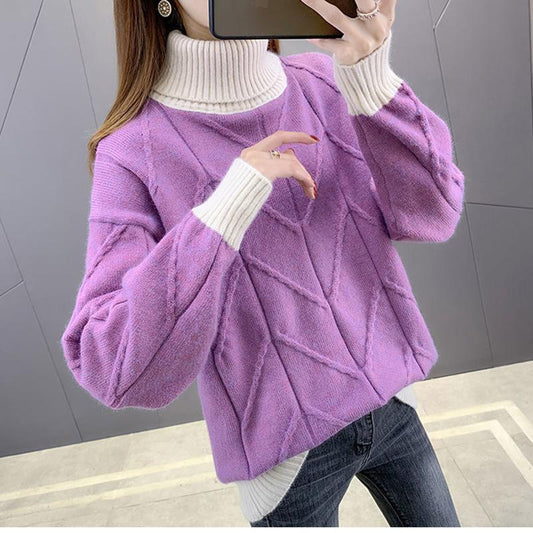 Autumn/winter Turtleneck Sweater Women Loose Knit Bottoming Shirt Long-sleeved Pullover Outer Wear