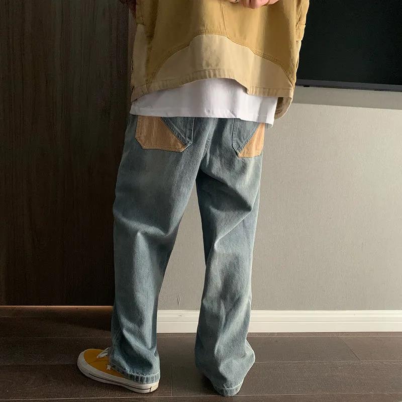Retro Hip-hop Loose Jeans Men's Straight Wide-leg High Street Mopping Trousers