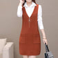 Spring and Autumn All-match Loose Vest Skirt Mid-length Knitted Vest Dress Fashion Solid Color Female Vest Skirt